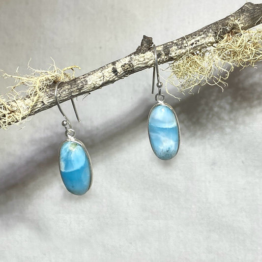 Oval Larimar Earrings