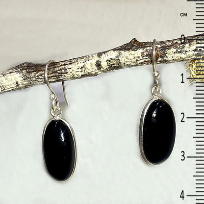 Oval Black Onyx Earrings
