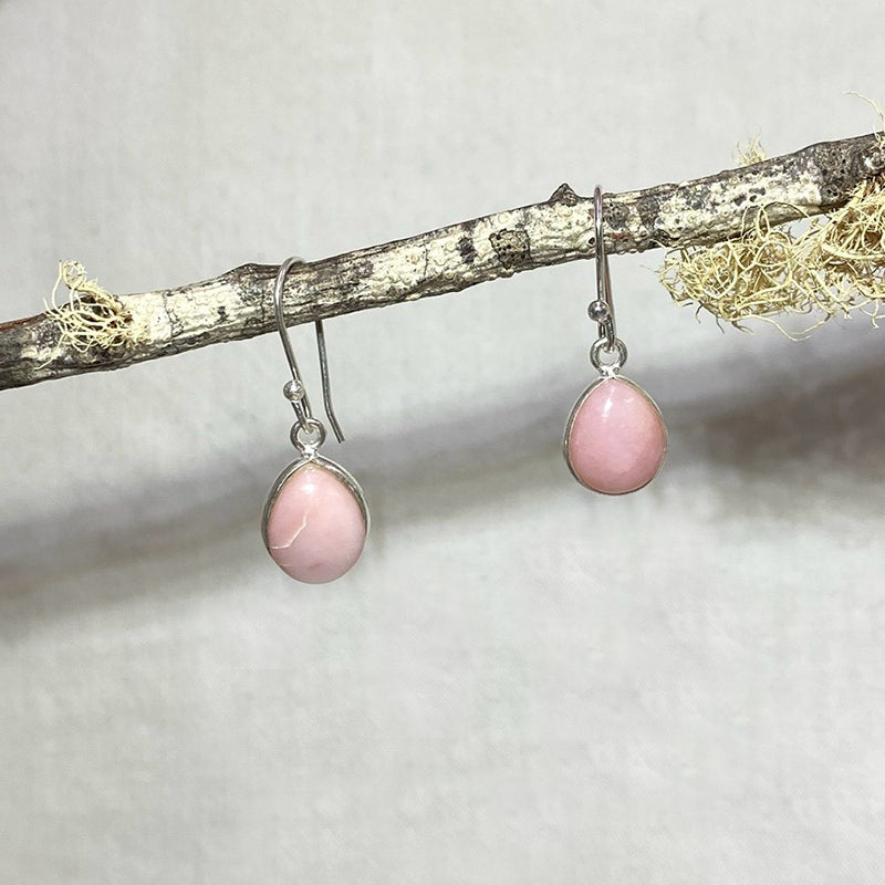 Teardrop Pink Opal Earrings