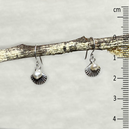 Pearl & Sterling Silver Shell Earrings