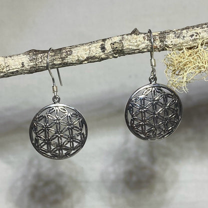 Sterling Silver Flower Of Life Earrings