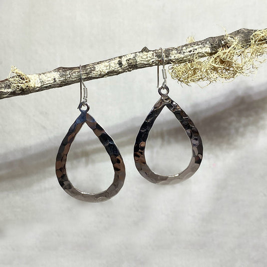 Teardrop Sterling Silver Hammered Earrings