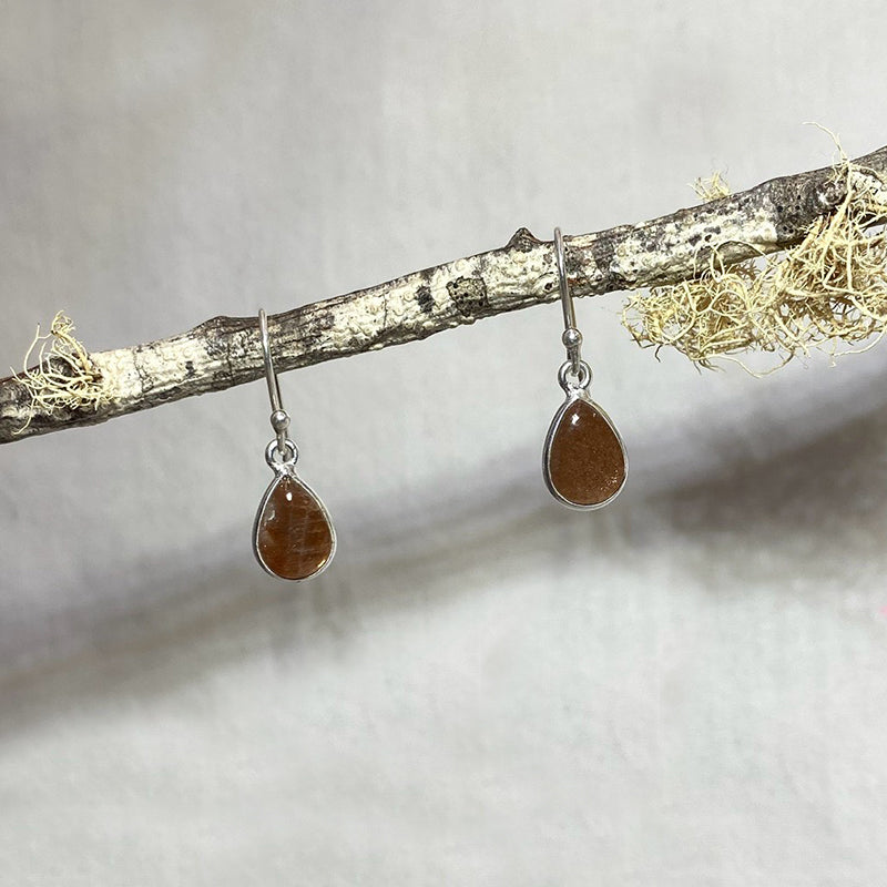 Teardrop Sunstone Earrings