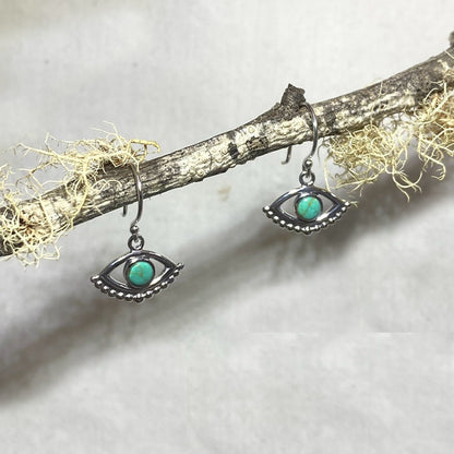 Sterling Silver Turquoise Evil Eye Earrings