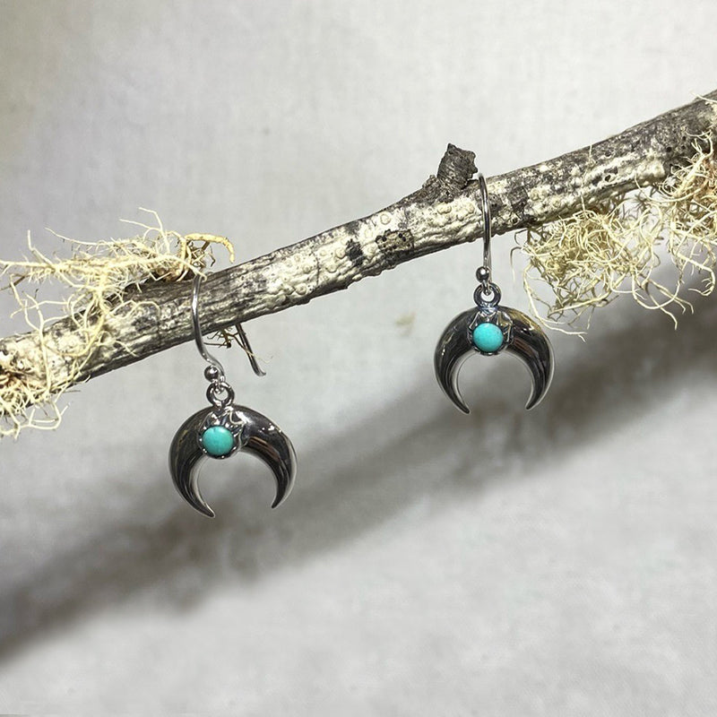 Sterling Silver Turquoise Moon Earrings