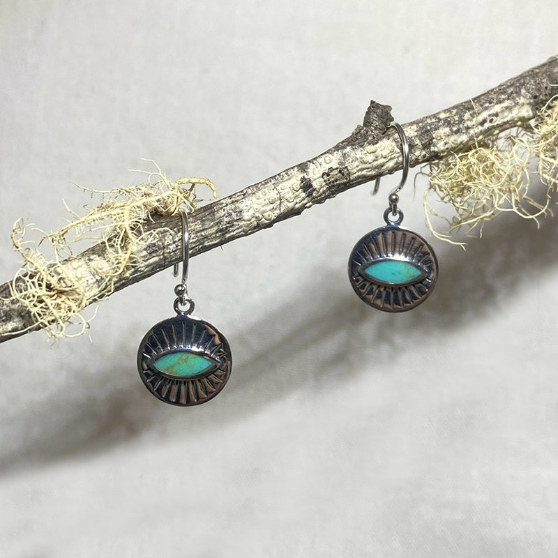 Sterling Silver Turquoise Evil Eye Earrings