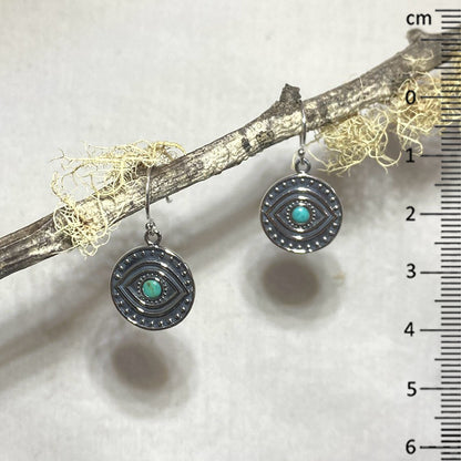 Sterling Silver Turquoise Evil Eye Earrings