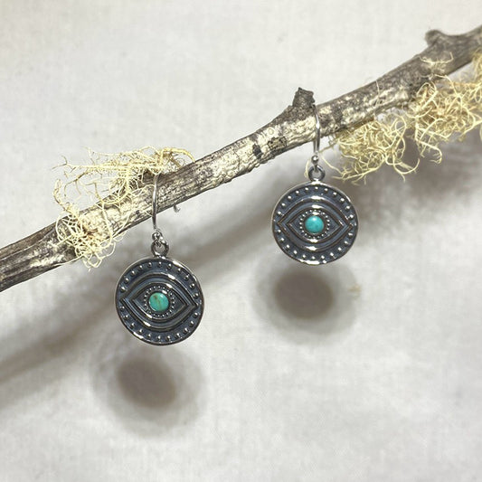 Sterling Silver Turquoise Evil Eye Earrings