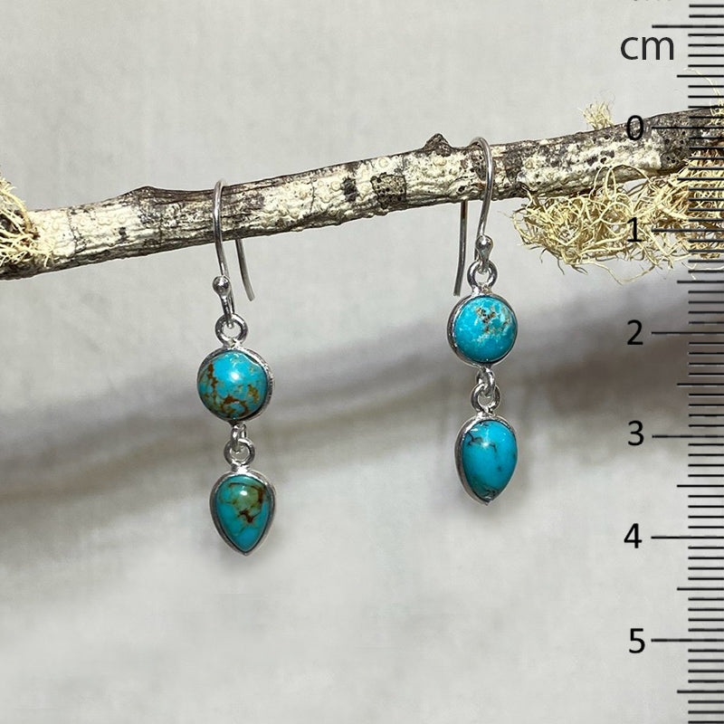 Round & Pear Shaped Turquoise Earrings