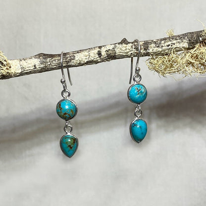 Round & Pear Shaped Turquoise Earrings