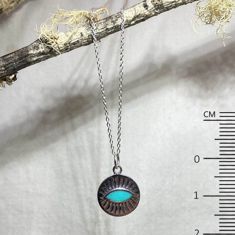 Sterling Silver Turquoise Evil Eye Necklace