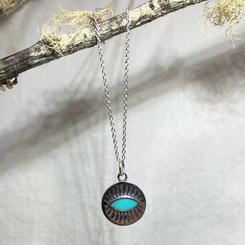 Sterling Silver Turquoise Evil Eye Necklace