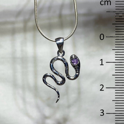 Round Amethyst Snake Pendant