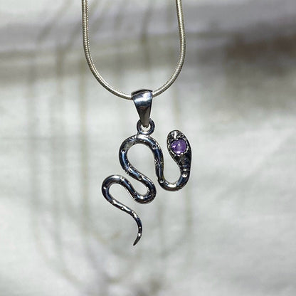 Round Amethyst Snake Pendant