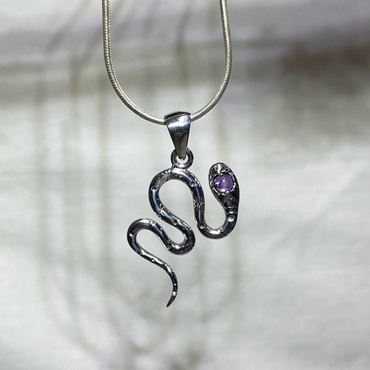 Round Amethyst Snake Pendant