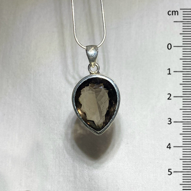 Pear Shaped Faceted Smoky Quartz Pendant