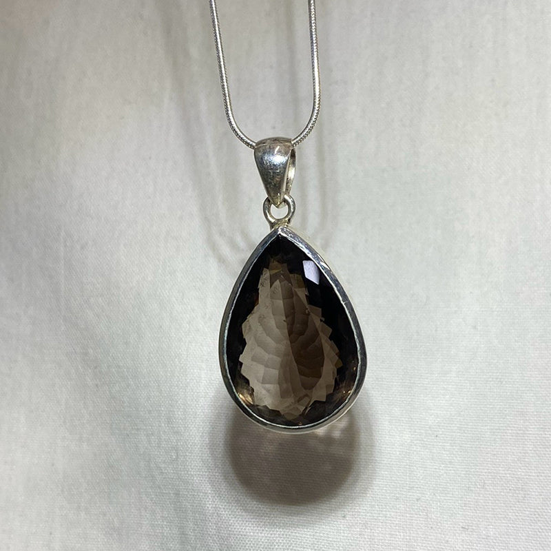 Teardrop Faceted Smoky Quartz Pendant