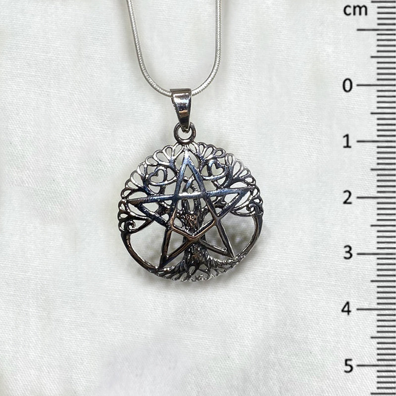 Sterling Silver Pentagram & Tree Of Life Pendant