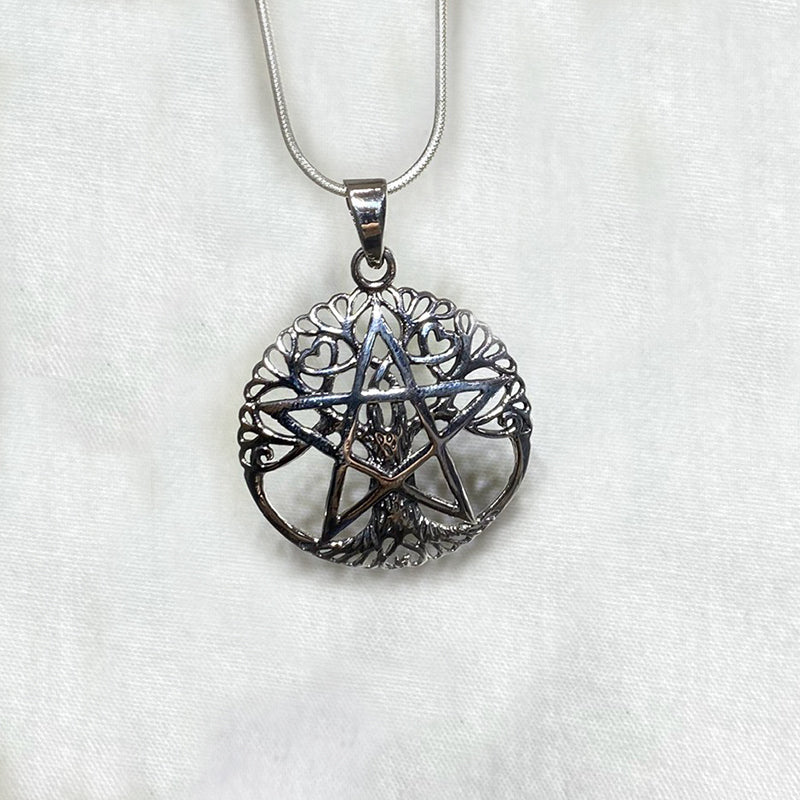 Sterling Silver Pentagram & Tree Of Life Pendant