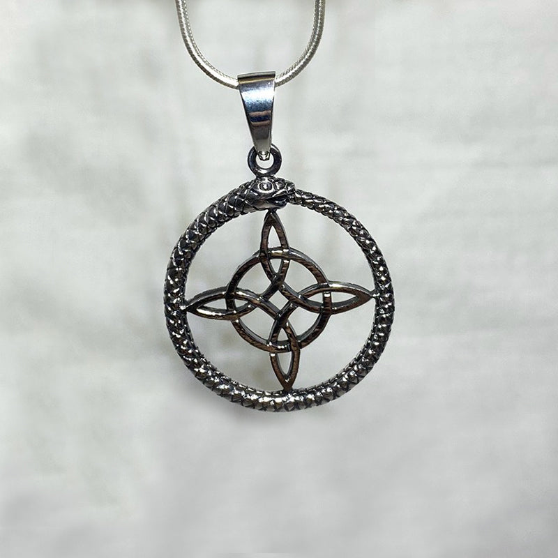 Sterling Silver Celtic Cross & Snake Pendant