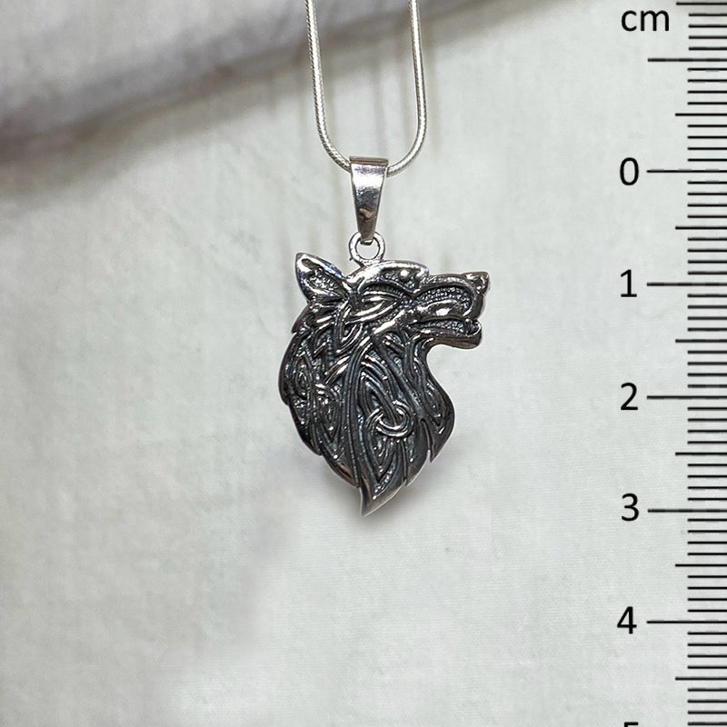 Sterling Silver Viking Wolf Pendant