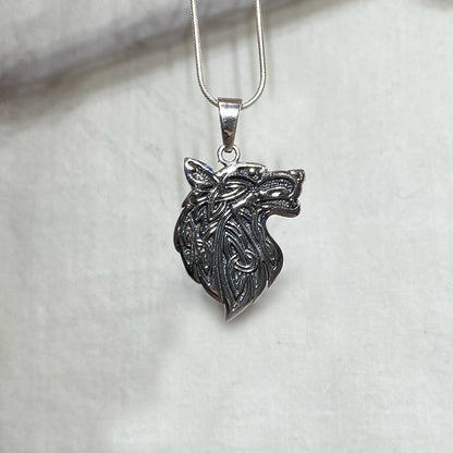 Sterling Silver Viking Wolf Pendant