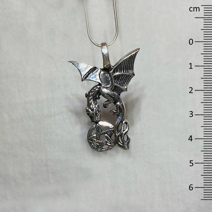 Sterling Silver Dragon & Pentagram Pendant