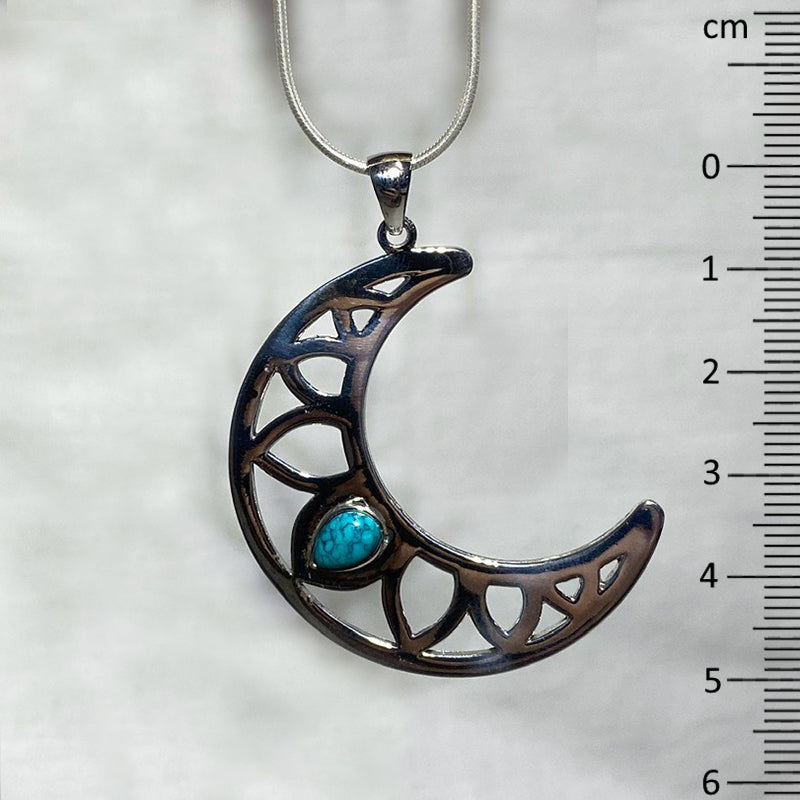 Teardrop Turquoise Moon Pendant