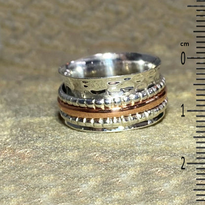 Sterling Silver & Copper Spinner Ring- Size 7
