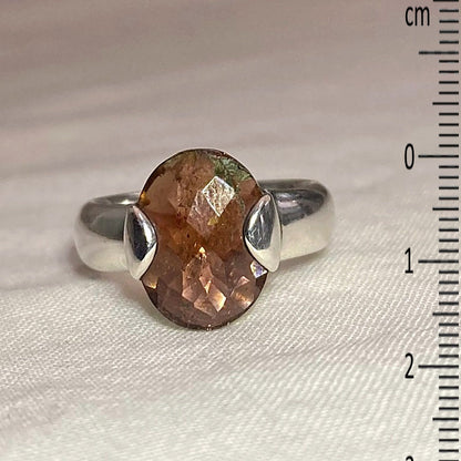 Faceted Oval Orange Tourmaline Ring- Size 8