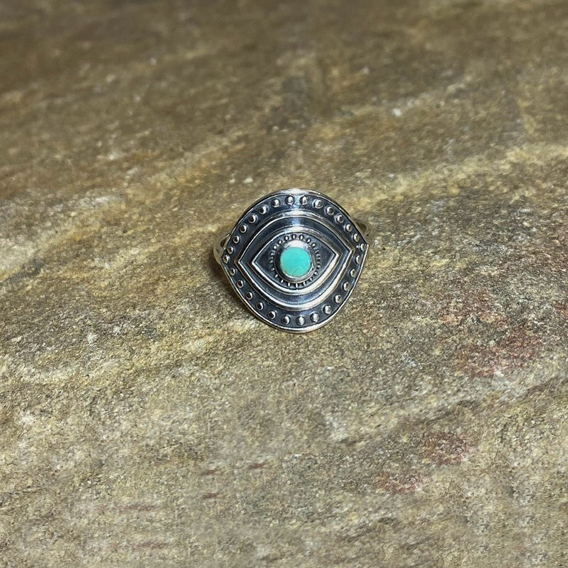 Sterling Silver Turquoise Evil Eye Ring