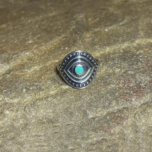 Sterling Silver Turquoise Evil Eye Ring