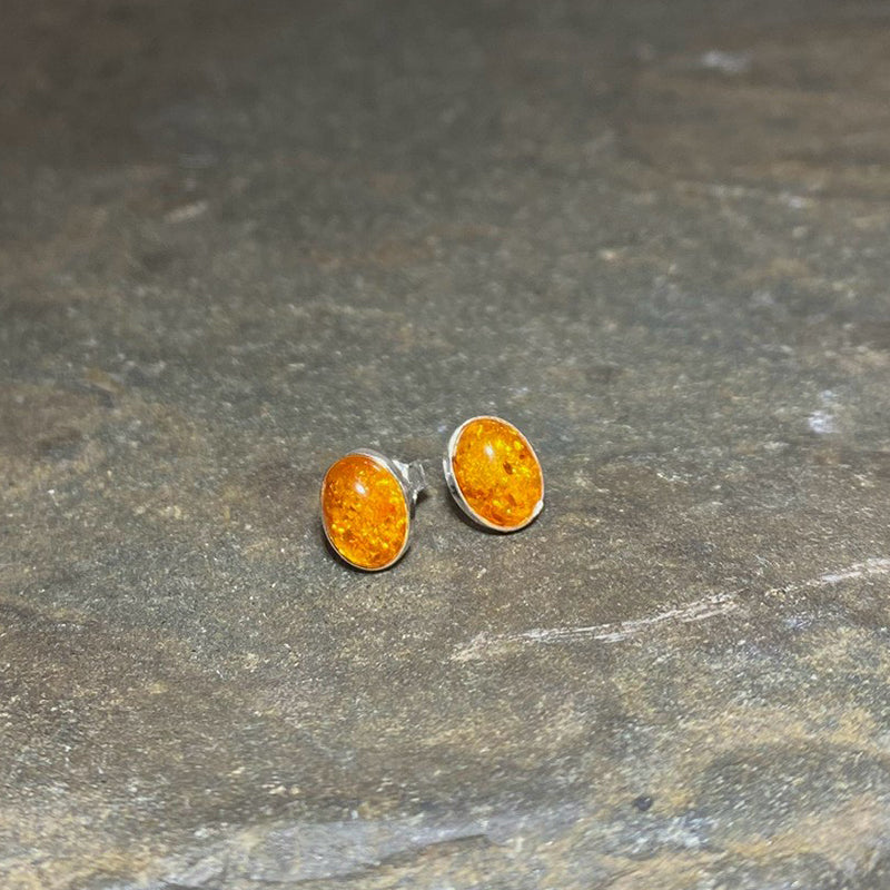 Oval Amber Stud Earrings