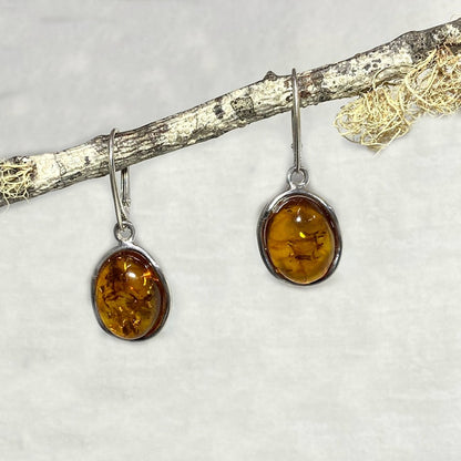 Oval Amber Earrings