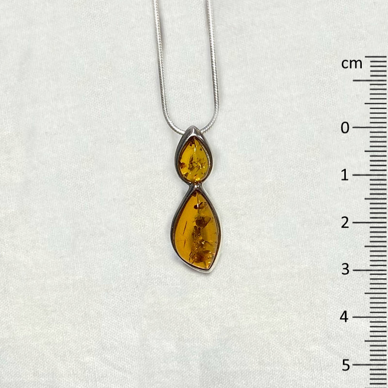 Double Teardrop Amber Pendant