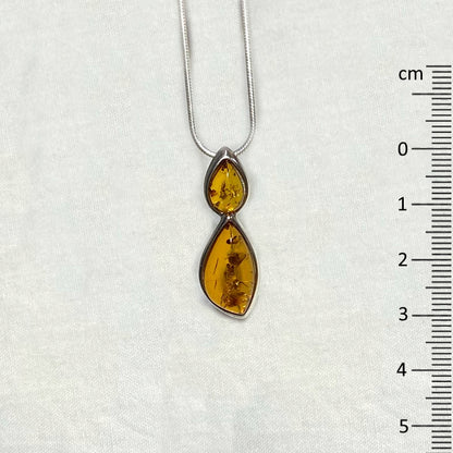 Double Teardrop Amber Pendant