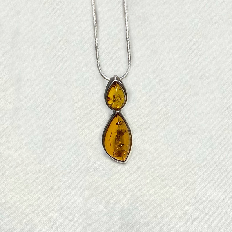 Double Teardrop Amber Pendant