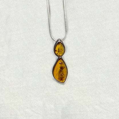 Double Teardrop Amber Pendant