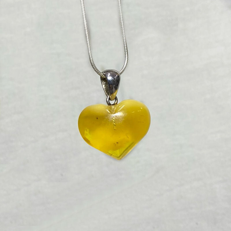 Heart Shaped Amber Pendant