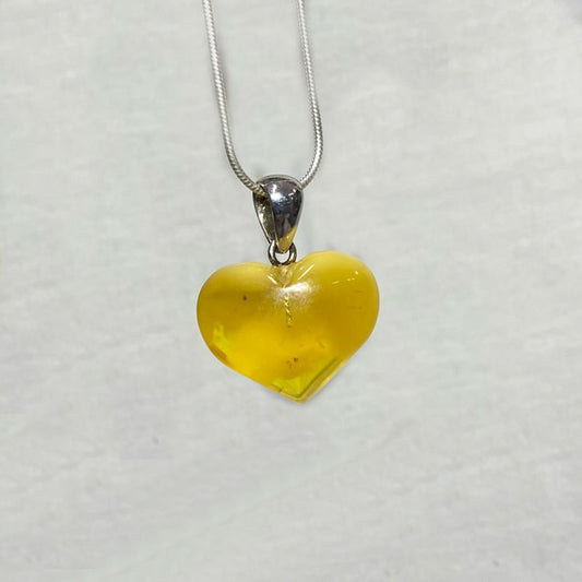 Heart Shaped Amber Pendant