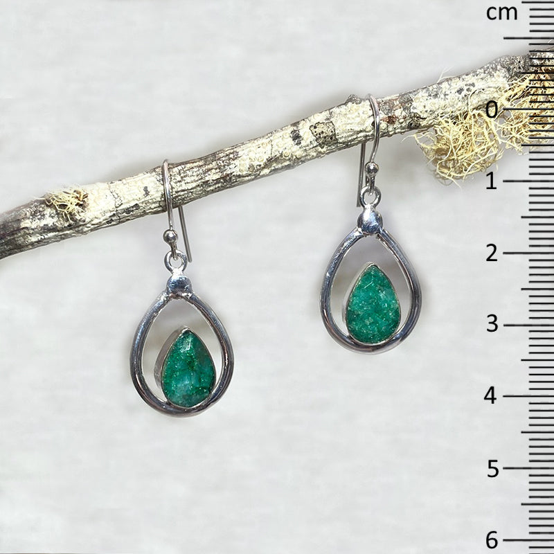 Triangle Faceted Emerald Earrings