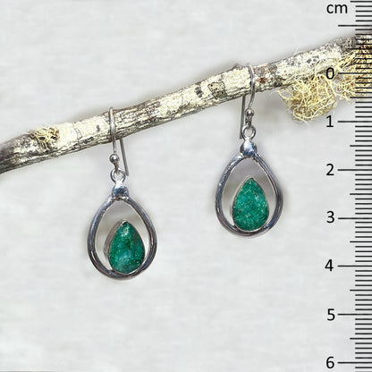 Triangle Faceted Emerald Earrings