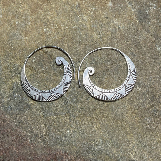 Ornate Hilltribe Silver Earrings