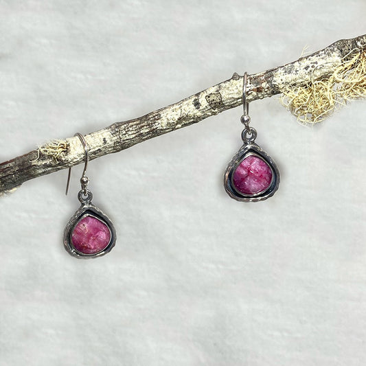 Teardrop Faceted Ruby Earrings