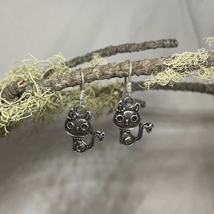 Sterling Silver Cat Earrings