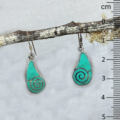 Turquoise Spiral Earrings