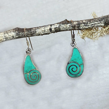 Turquoise Spiral Earrings