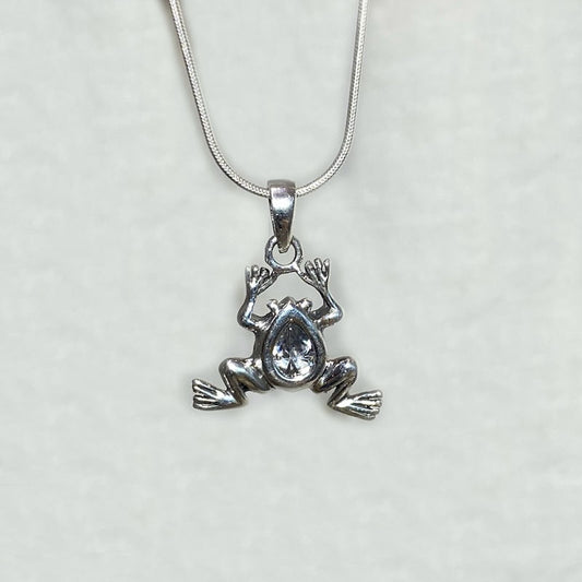 Faceted Teardrop Crystal Frog Pendant