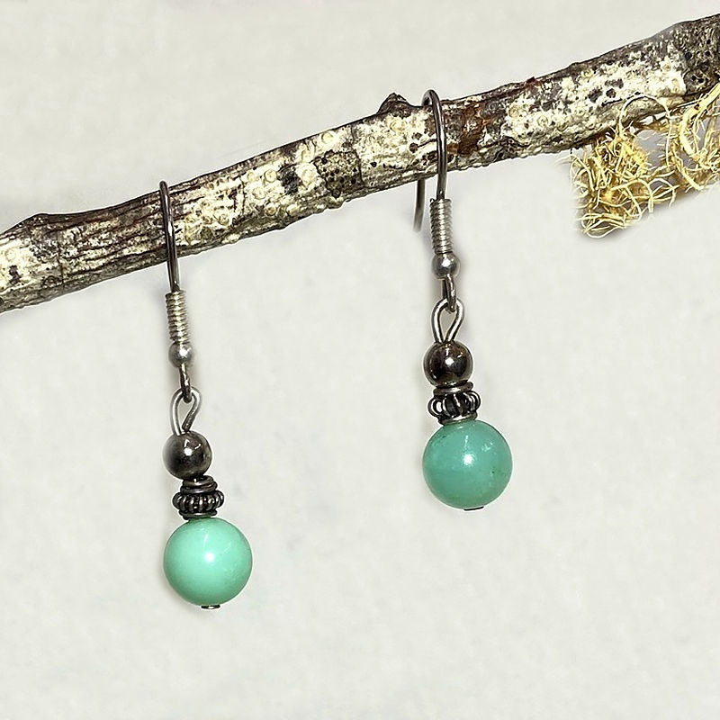 Round Chrysoprase Earrings