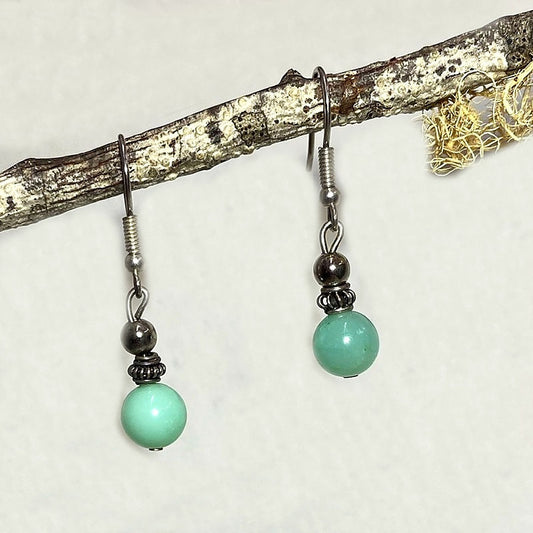 Round Chrysoprase Earrings